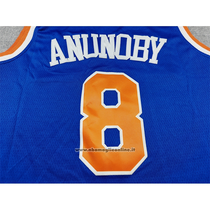 Maglia New York Knicks Og Anunoby No 8 Icon 2025-26 Blu